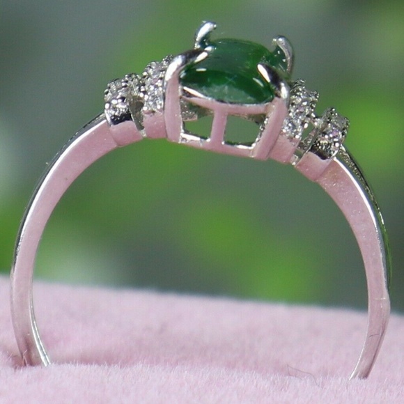 925 Silver Cert'd Icy Green 100% Natural A Jade jadeite Adjustable Ring 戒指 - Picture 4 of 8